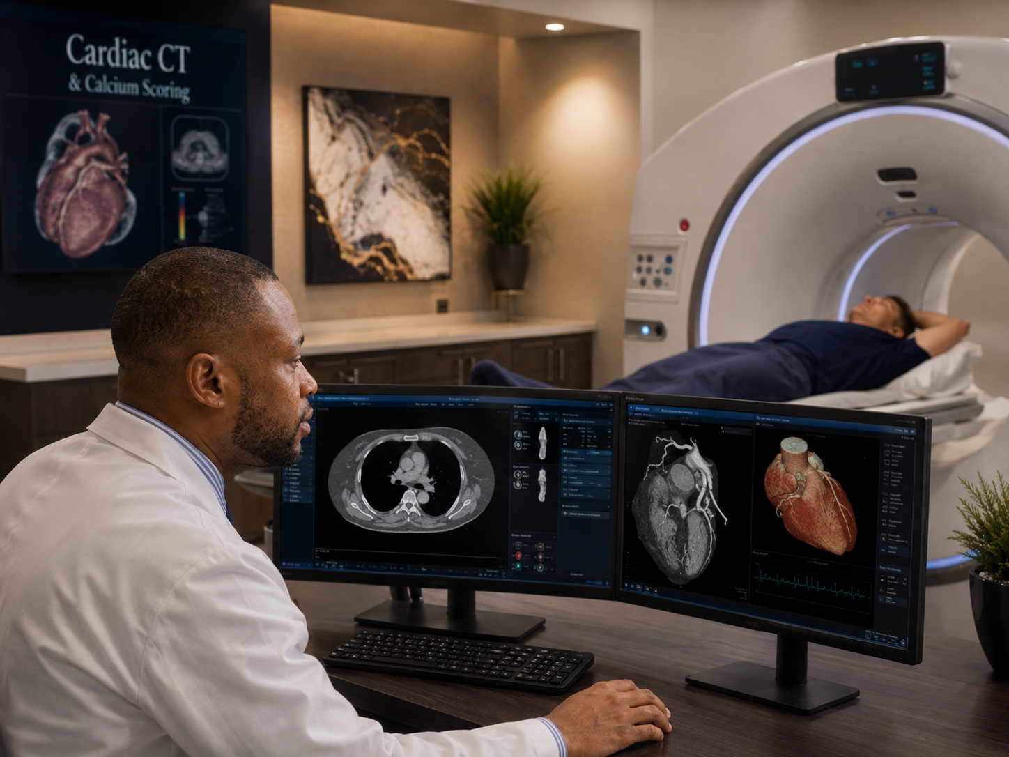 Cardiac CT and calcium screening in a modern cardiovascular care setting