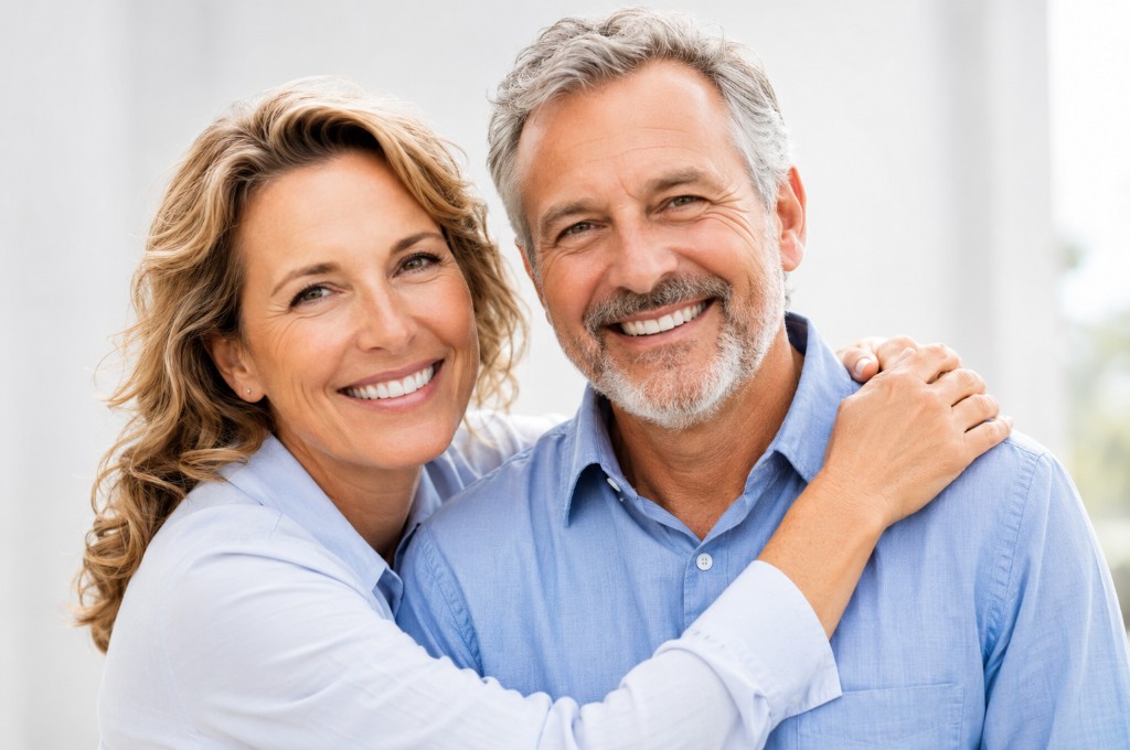 Smiling healthy couple representing personalized and compassionate cardiovascular care at PulsePoint Clinic