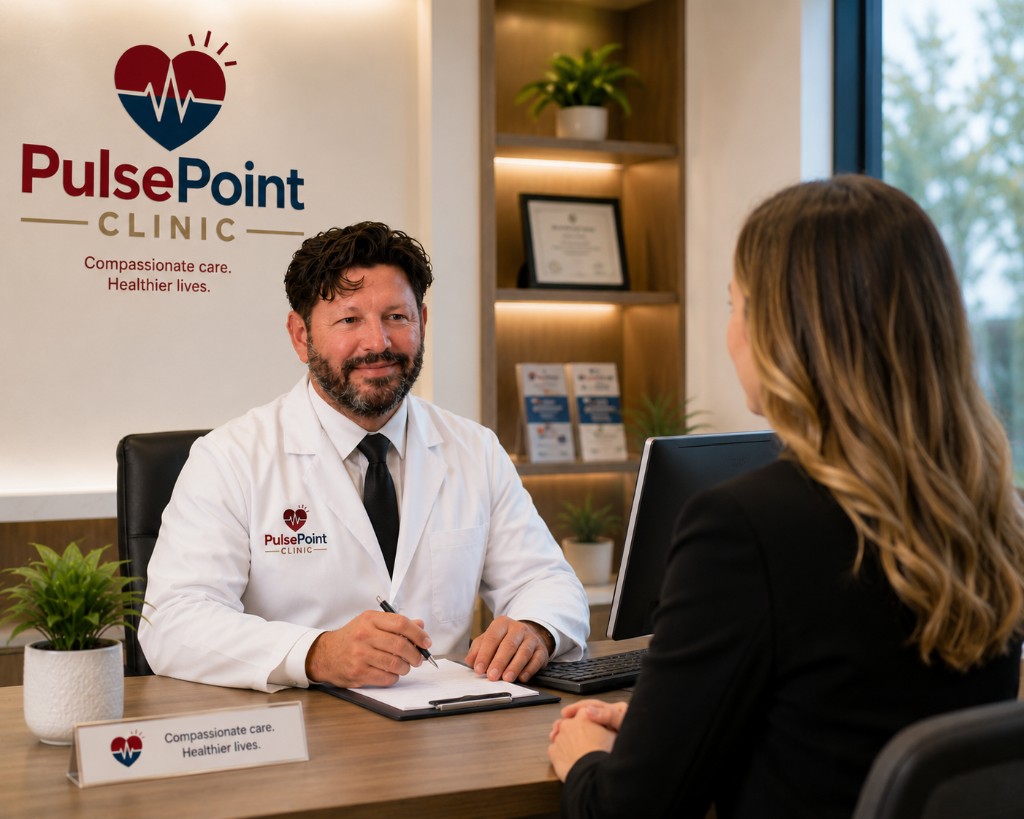 Physician discussing cardiometabolic and weight loss care with patient.